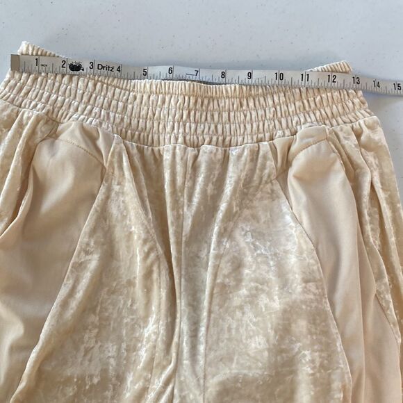We Are HAH 1 Track Mind Crushed Velvet Jogger Pant in Almond Milk Slouchy - Picture 11 of 16